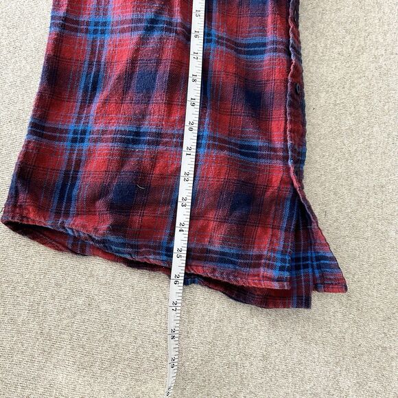 Hurley Shirt Mens Medium Red Blue Plaid Flannel Long Sleeve Button Up Surf Skate - Picture 6 of 8